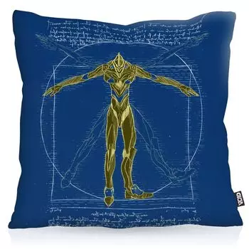 VOID Vitruvian Evangelion чехол для подушки полиэстер водонепроницаемый eva-01 аниме робот кайдзю, размер подушки: 60 x 60 см, цвет подушки: синий