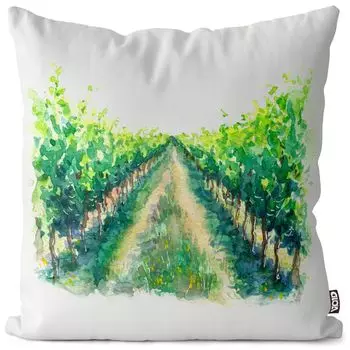 VOID Выращивание вина, роспись вина, чехол для подушки, чехол для подушки, полиэстер, водонепроницаемый, для улицы, в помещении, размер подушки: 60 x 60 см