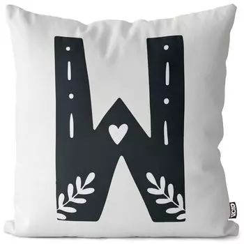 VOID W буквы натуральный чехол для подушки чехол для подушки из полиэстера водонепроницаемый для улицы и дома, размер подушки: 60 x 60 см