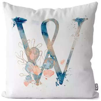VOID W буквы шрифт имя наволочка чехол на подушку чехол из полиэстера водонепроницаемый для улицы в помещении, размер подушки: 80 x 80 см