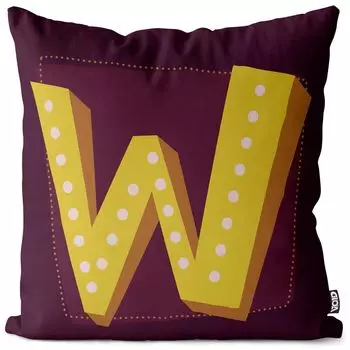 VOID W буквы винтажные инициалы чехол на подушку чехол на подушку из полиэстера водонепроницаемый для улицы и дома, размер подушки: 60 x 60 см