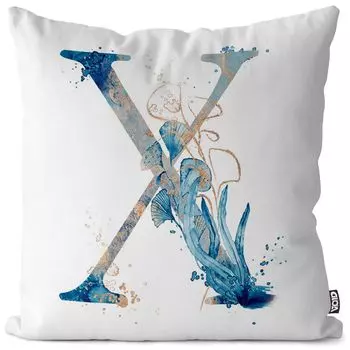 VOID X буквы имя шрифта чехол на подушку чехол на подушку из полиэстера водонепроницаемый для улицы в помещении, размер подушки: 80 x 80 см