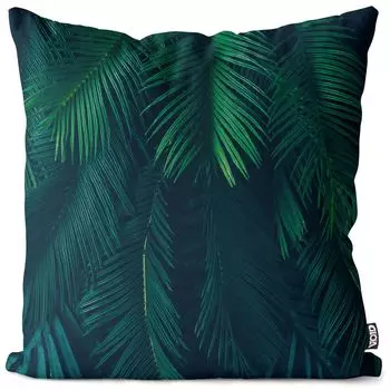 VOID Зеленые пальмовые листья Чехол на подушку Полиэстер Водонепроницаемая подушка для улицы и дома Размер: 50 x 50 см