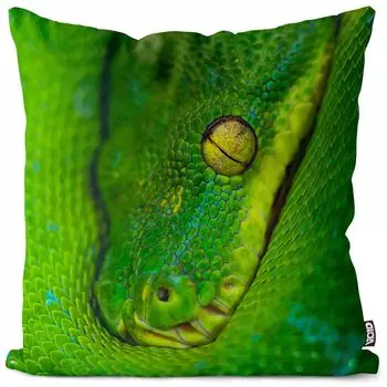 VOID Зеленый Фитон Змеиный чехол на подушку Полиэстер Водонепроницаемая подушка для улицы и дома Размер: 80 x 80 см