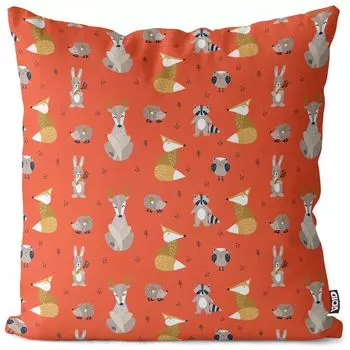 VOID Животные леса оранжевый чехол на подушку чехол из полиэстера водонепроницаемый для улицы и дома, размер подушки: 60 x 60 см