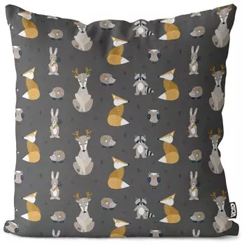 VOID Животные леса серый чехол на подушку чехол из полиэстера водонепроницаемый для улицы и дома, размер подушки: 60 x 60 см