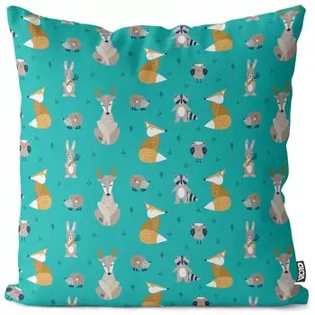 VOID Животные леса зеленый чехол на подушку чехол из полиэстера водонепроницаемый для улицы и дома, размер подушки: 80 x 80 см
