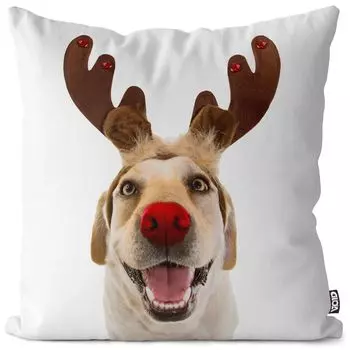VOID Зимние рога собаки Чехол на подушку с изображением оленя Полиэстер Водонепроницаемая подушка для улицы и дома Размер: 60 x 60 см