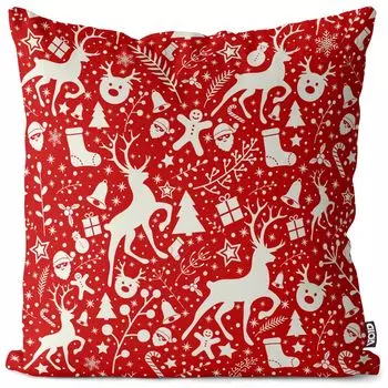VOID Зимний чехол для подушки с оленями и снегом, полиэстер, водонепроницаемая подушка для улицы и дома. Размер: 80 x 80 см.