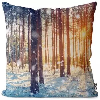 VOID Зимний лес Снежный чехол Полиэстер Водонепроницаемая подушка для улицы и дома Размер: 60 x 60 см