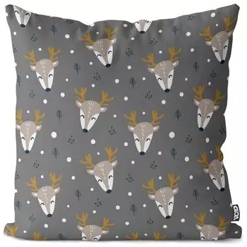 VOID Зимний олень серый чехол на подушку чехол из полиэстера водонепроницаемый для улицы и дома, размер подушки: 60 x 60 см