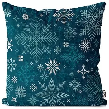 VOID Зимний вязаный узор со звездами. Чехол на подушку. Полиэстер. Водонепроницаемая подушка для улицы и дома. Размер: 60 x 60 см.