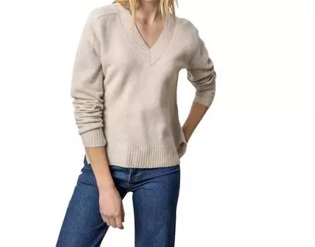 Войлочный свитер Easy с V-образным вырезом цвета березы Lilla P, цвет birch