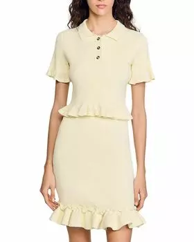 Воланистый свитер Sandro, желтый