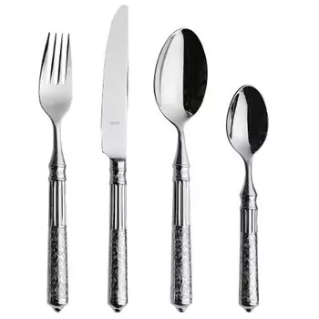 Волдо 24 шт. Набор столовых приборов DUBAI 18/10 полированная нержавеющая сталь, полая ручка, круглые ручки, ДЕКОР восточный - 102-230 - 6 человек Voldo