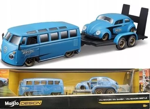 Volkswagen T1 Samba + Vw Beetle 1:24 Maisto 32752