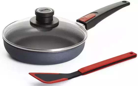 ВОЛЛА СДЕЛАНО В ГЕРМАНИИ Сковорода "Diamond Lite", алюминий, (набор, 3 шт.), индукционная, включая лопатку, съемная ручка, Производство Германия WOLL MADE IN GERMANY 28 см + высота 5 см, цвет anthrazit