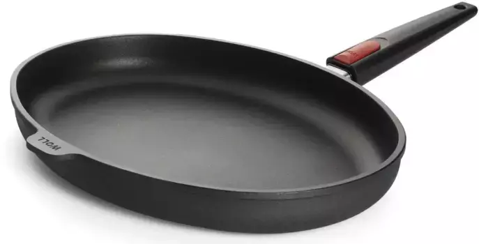 ВОЛЛА СДЕЛАНО В ГЕРМАНИИ Сковорода для рыбы "Nowo Titanium", литой алюминий, (1 шт.), индукционная, Сделано в Германии WOLL MADE IN GERMANY Высота 5,5 см, черный