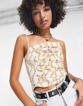 Волнистая майка Free People Sand Dunes цвета слоновой кости