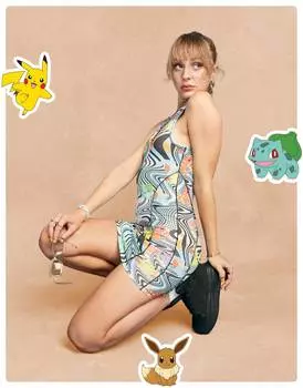 Волнистое облегающее платье мини с графичным принтом ASOS DESIGN Pokemon
