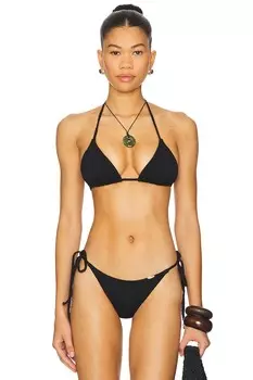 Волнистый бесшовный треугольный топ бикини Luli Fama, black
