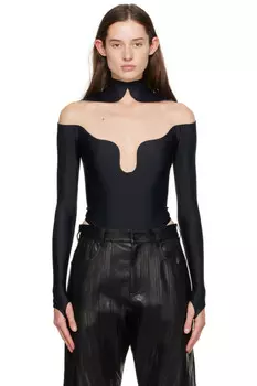 Волнистый боди Mugler, черный