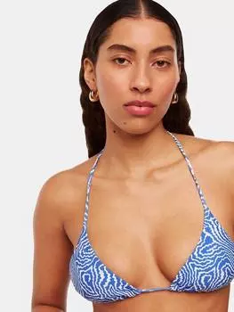 Волнистый топ бикини с низким вырезом Whistles, синий/белый