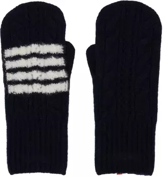 Волосатые темно-синие рукавицы с четырьмя перекладинами Thom Browne