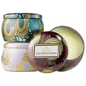 Voluspa Mini Candle Trio — французский кейд, годжи и личи