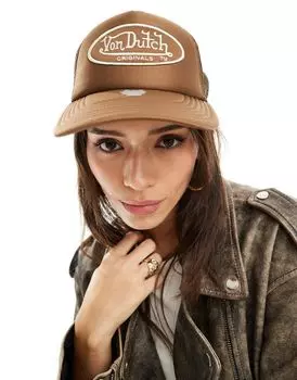 Von Dutch - Tampa - Кепка дальнобойщика коричневого цвета