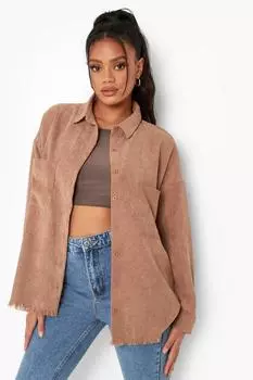 Вордовая рубашка petite oversize Boohoo, мокка