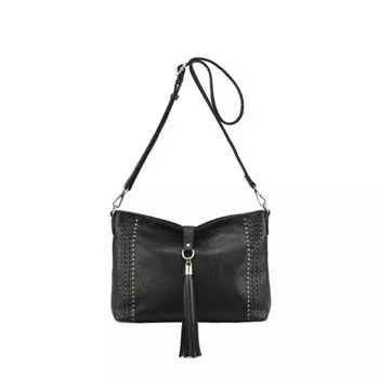 Воронья сумочка с прострочкой и шипами через плечо Mellow World, черный