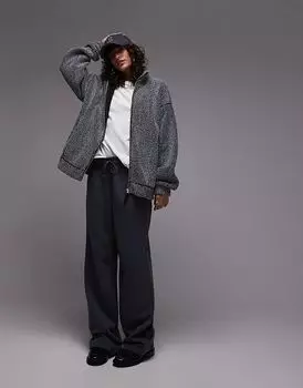 Воронкообразный воротник борг молния через флис соль и перец Topshop