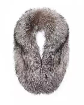Воротник из меха лисы серого цвета Maximilian, синий