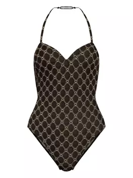 Воротник с монограммой Купальник Emporio Armani, черный