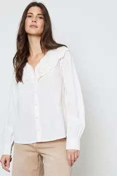 Воротник штрих на пуговицах блузка Another Sunday, белый