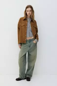 Ворсованная рубашка H&M, коричневый