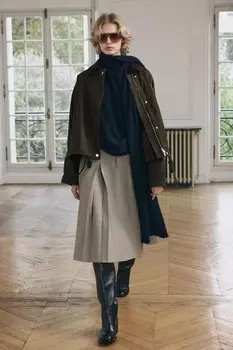 Вощеная куртка с вельветовым воротником ZARA, хаки