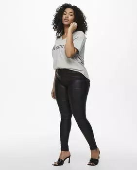 Вощеные женские брюки Only Carmakoma, черный