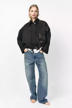 Вощеный жакет с вельветовым воротником из коллекции zw ZARA, хаки