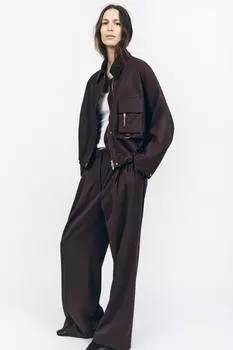 Вощеный жакет с вельветовым воротником из коллекции zw ZARA, бордовый