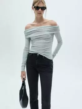 Восковые джинсы claudia slim crop Mango, цвет Open Grey
