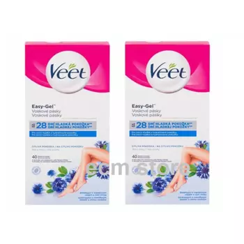 Восковые ленты Easy-Gel для чувствительной кожи тела, ног, 40 шт., Veet