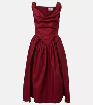 Воскресное платье-бюстье из драпированного хлопка Vivienne Westwood, Aw25-Carmine