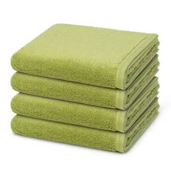 Vossen Pack из 4 шт. Vegan Life 4 полотенца в наборе, сертифицированное веганское производство, особенно мягкий, неподвластный времени дизайн., зеленый