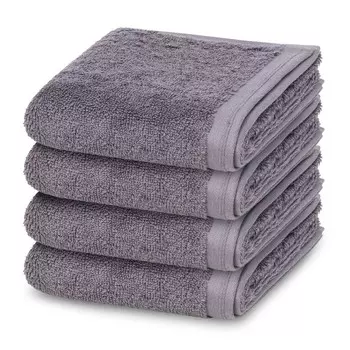 Vossen Pack из 4 шт. Vegan Life 4 гостевых полотенца в наборе, сертифицированное веганское производство, особенно мягкий, неподвластный времени дизайн., темно-серый