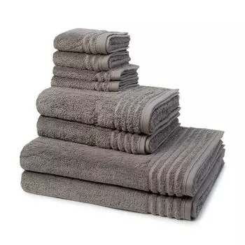 Vossen Vienna Style Supersoft 2 мыла, 2 гостевых, 2 душа, 2 полотенца в наборе Очень пушистые и впитывающие, кайма тон в тон, вышитый логотип., черный