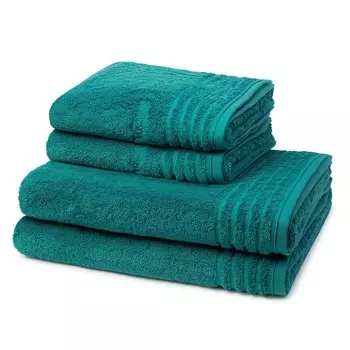 Vossen Vienna Style Supersoft 2 полотенца для рук и 2 полотенца для душа — в наборе Очень пушистые и впитывающие, кайма тон в тон, вышитый логотип., зеленый