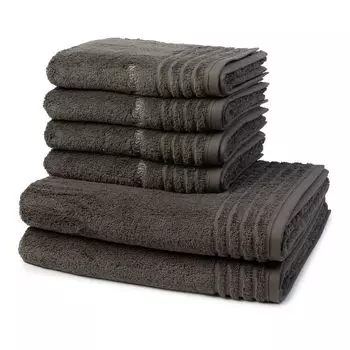 Vossen Vienna Style Supersoft 4 полотенца для рук и 2 полотенца для душа — в наборе Очень пушистые и впитывающие, кайма тон в тон, вышитый логотип.