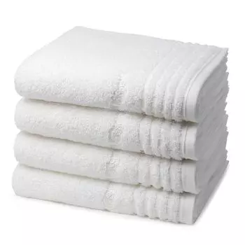 Vossen Vienna Style Supersoft 4 x полотенца - в наборе Очень пушистые и впитывающие, граница тон в тон, вышивка логотипа., белый